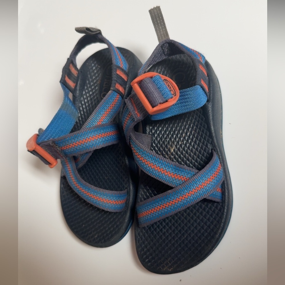 Chaco Blue and Orange Sport Sandals with Adjustable Straps